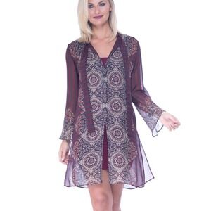 ANALILI Krystal Tie Neck Tunic Dress Silk Chiffon ~ XS (no liner)